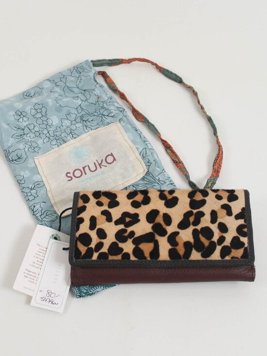Soruka Handbags - NWT Soruka Recycled Leather Leopard Print Wallet Colorful Clutch
